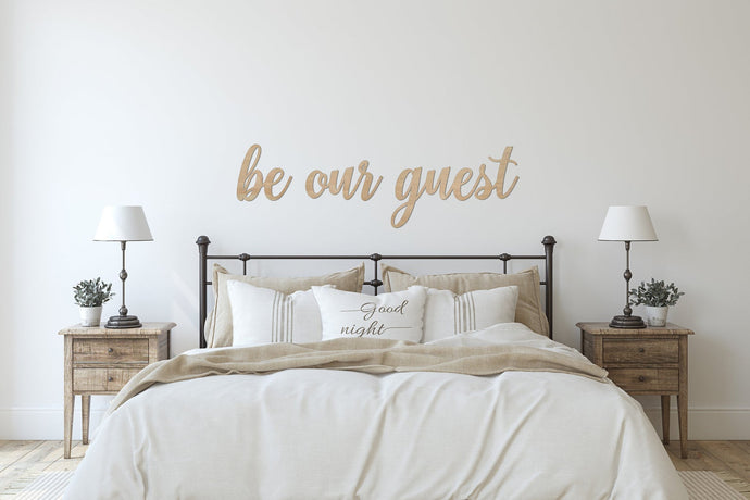 be our guest wood sign word cut out